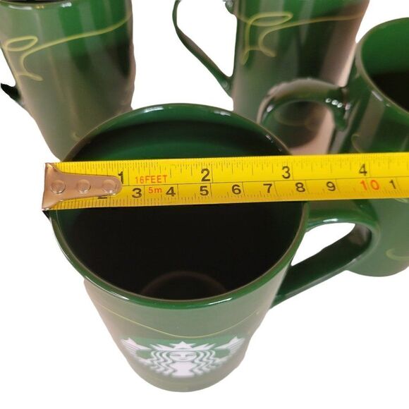 Starbucks 2020 - 11oz. Green Holiday Christmas Mugs - Set of 4 - Picture 5 of 9